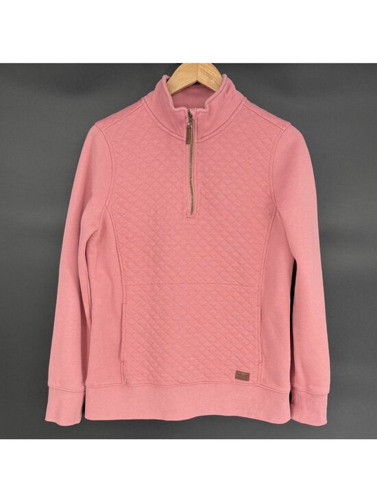 L.L. Bean Tops - L.L. Bean Women Quilted Quarter-Zip Pullover M Pink Fleece Lined Outdoor Camping